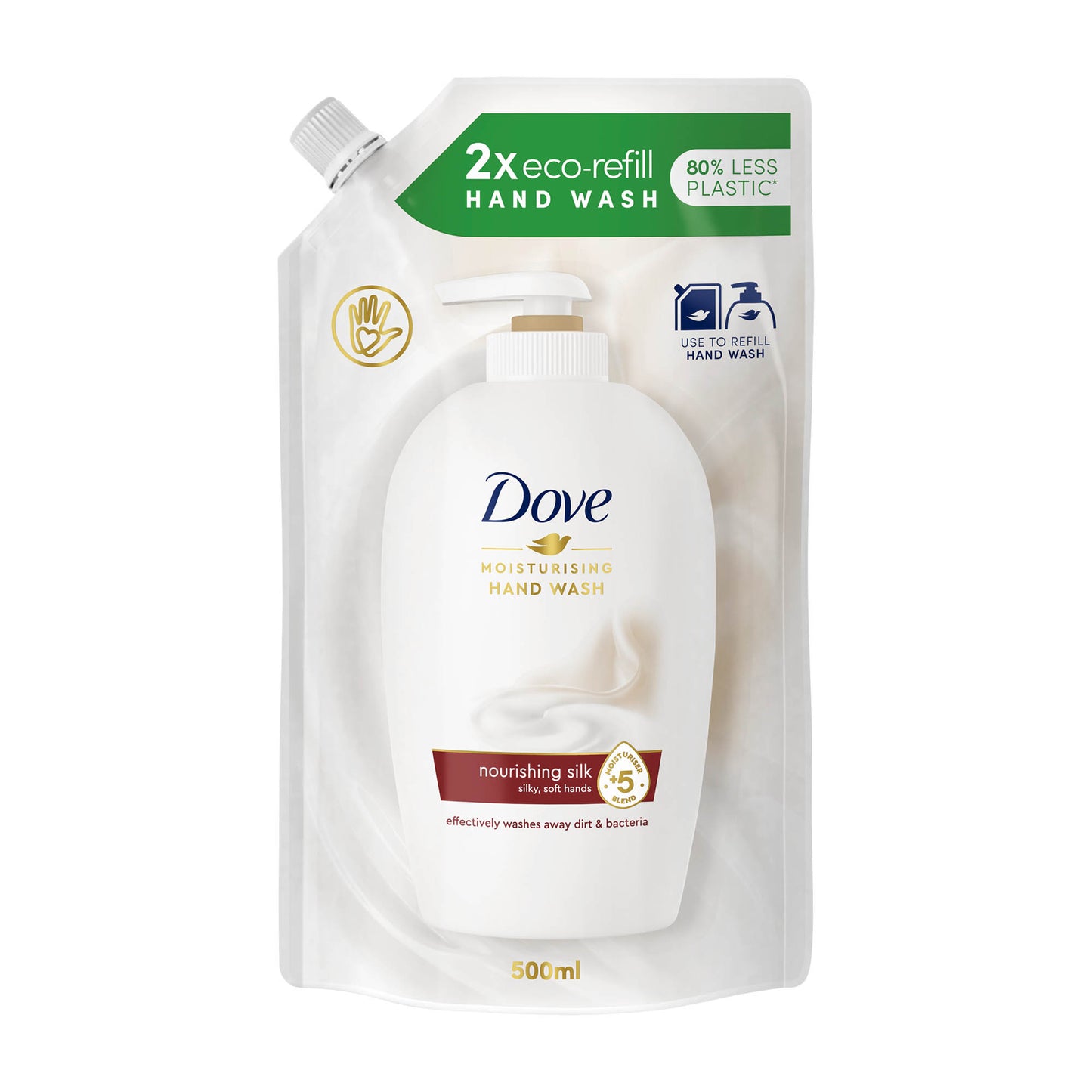 Dove Nourishing Silk liquid hand wash refill, 500 mL