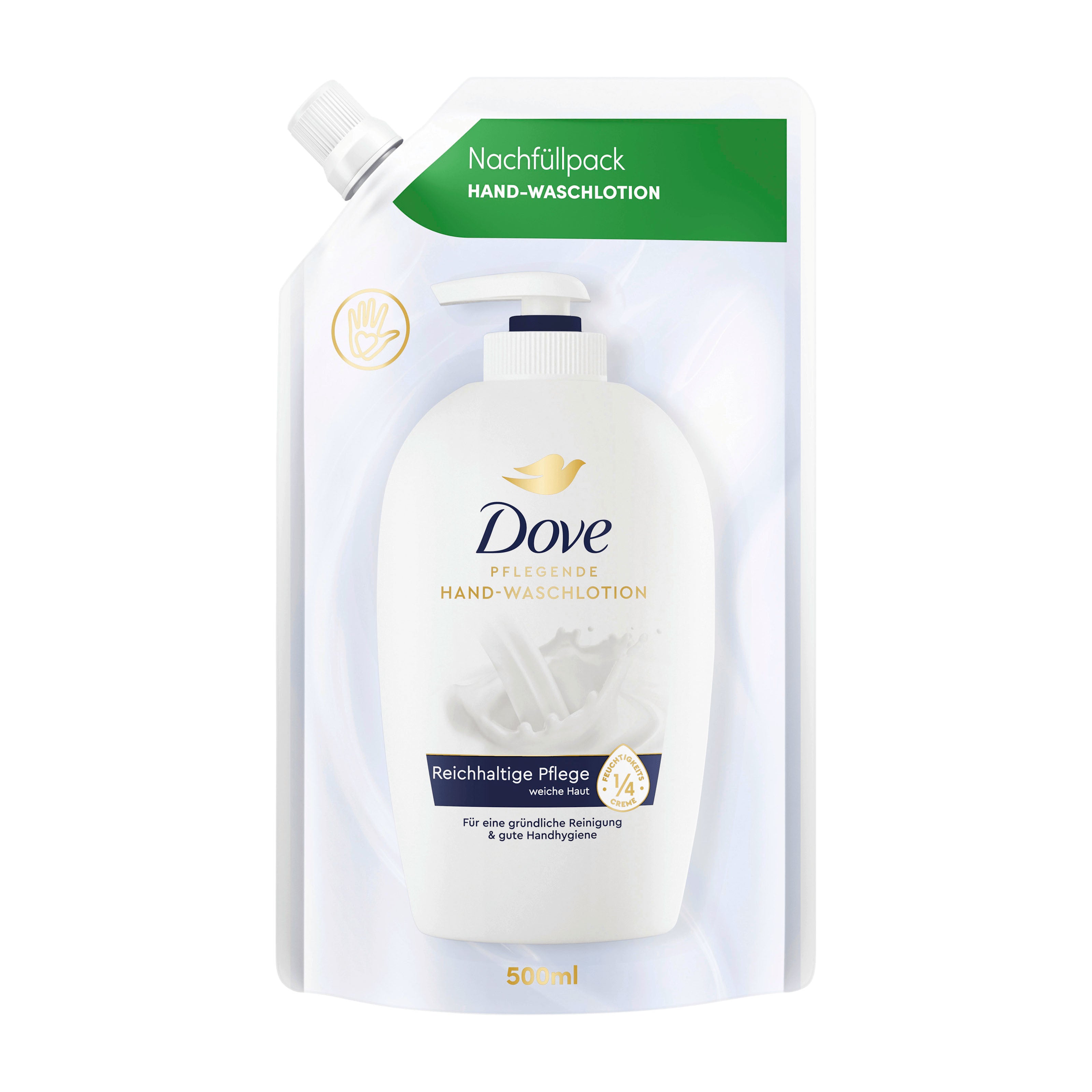Dove Rich Care hand wash refill pack on a white background