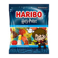 Haribo Harry Potter candy package with colorful gummy characters and Harry Potter illustration.
