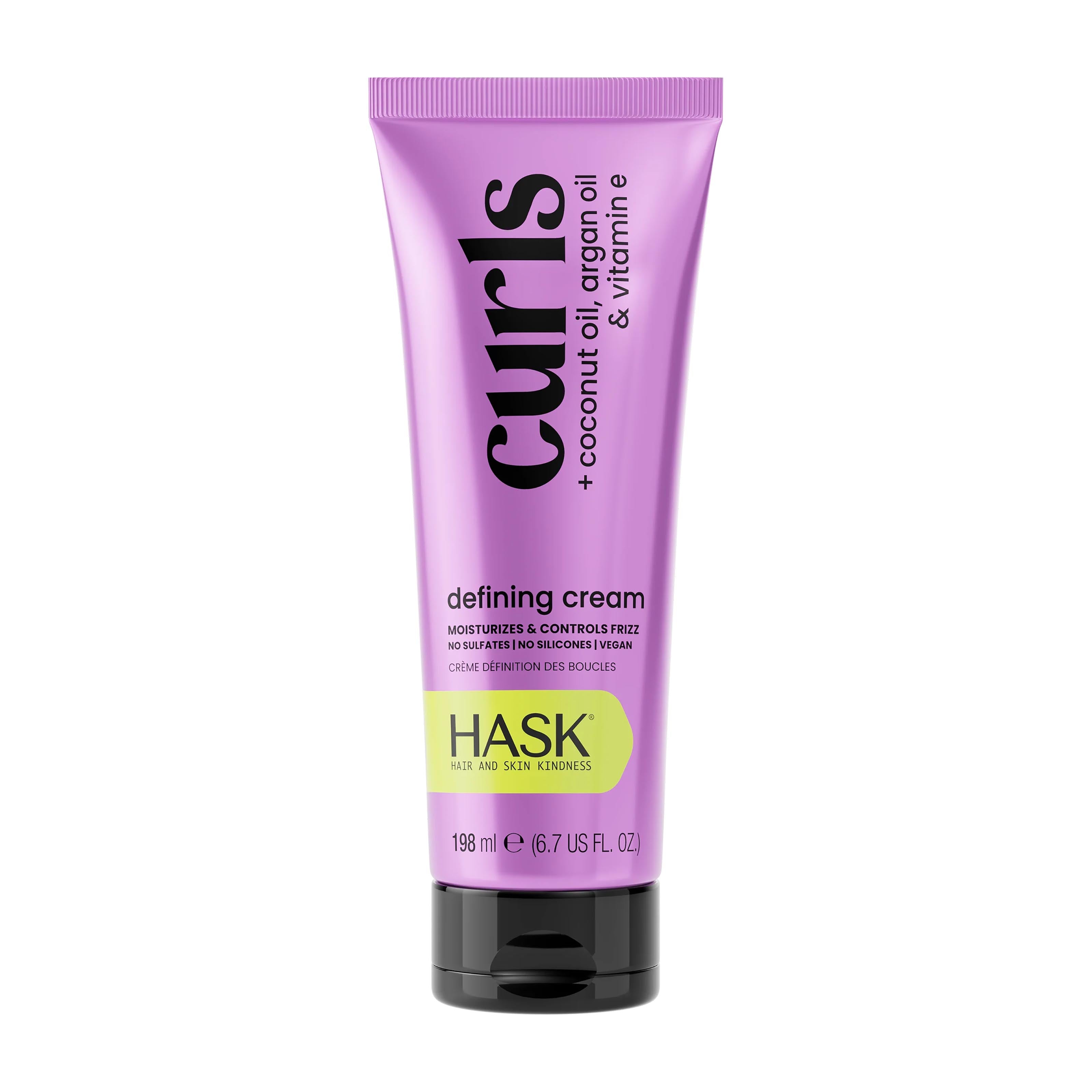 Hask Curls defining cream tube on a white background.