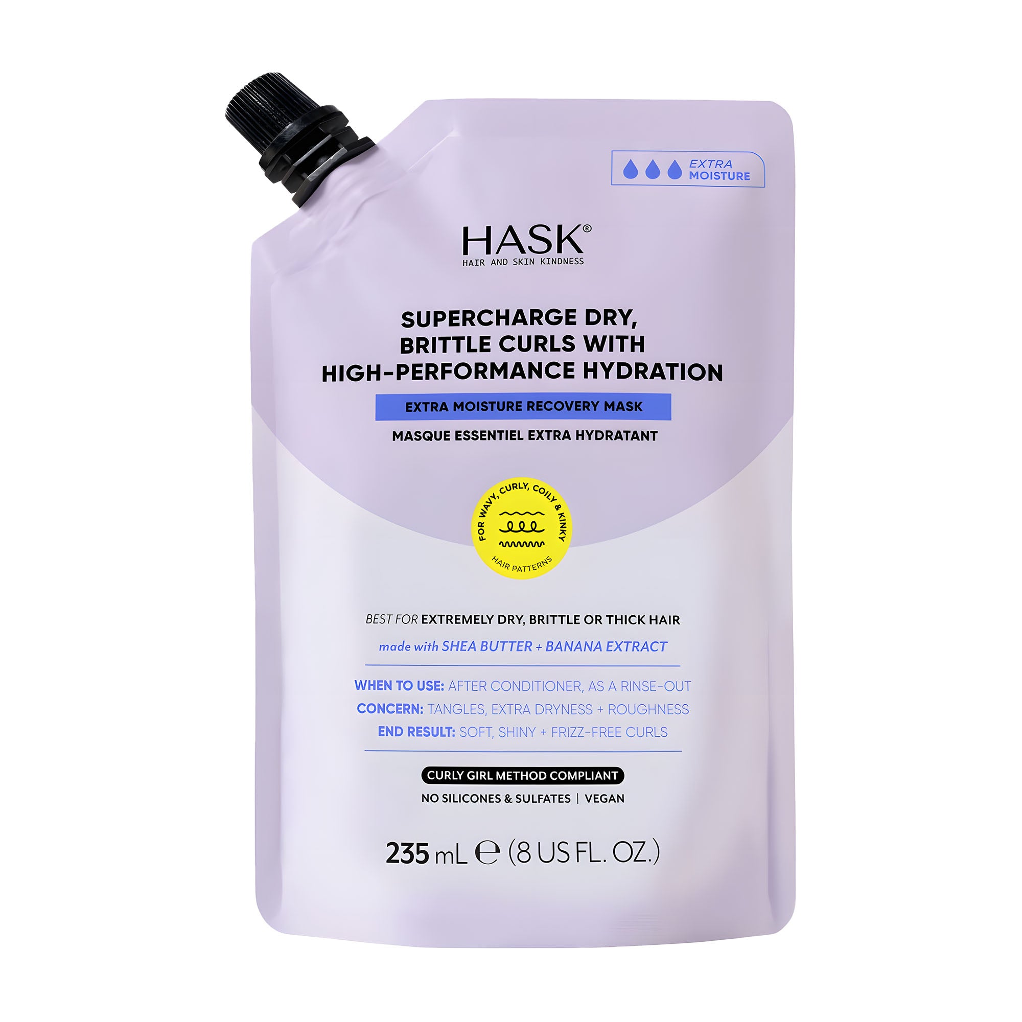HASK Extra Moisture recovery mask for curly and wavy hair, 235 mL