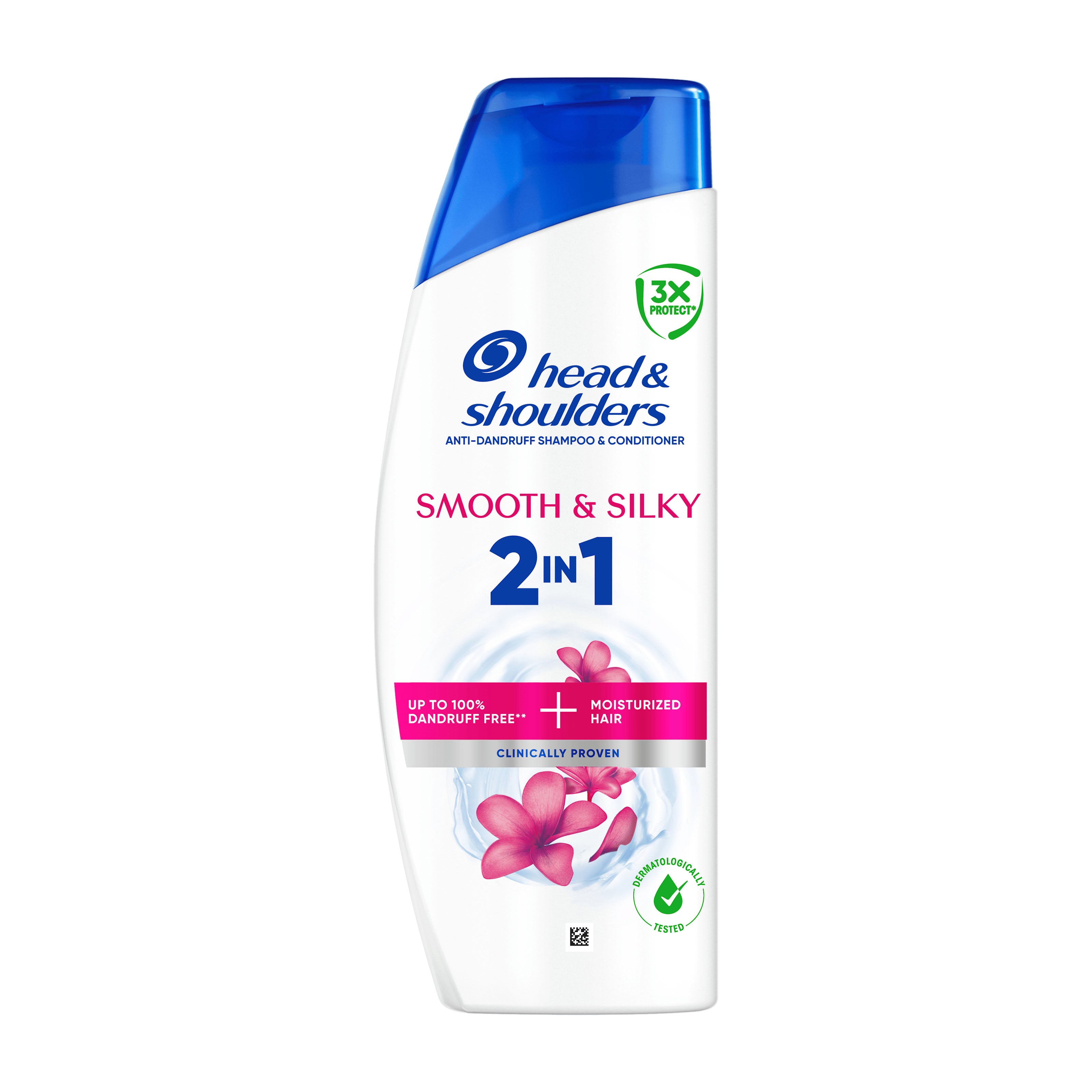 Head & Shoulders Smooth & Silky 2-in-1 shampoo and conditioner bottle on a white background