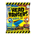Packaging of Head Bangers Crazy Sour Bars with colorful design and text.