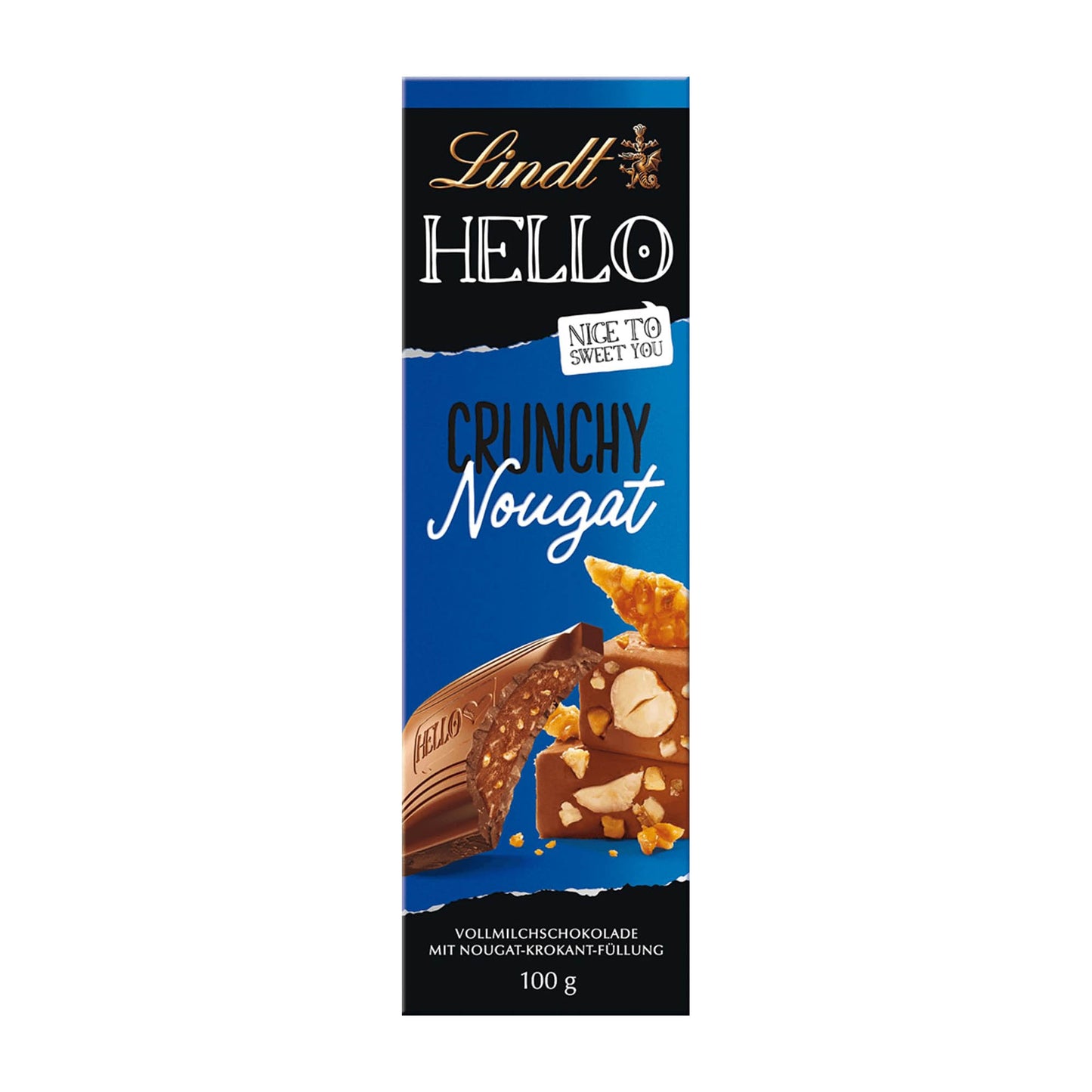 Lindt Hello Crunchy Nougat Milchschokoladeriegel, 100 g