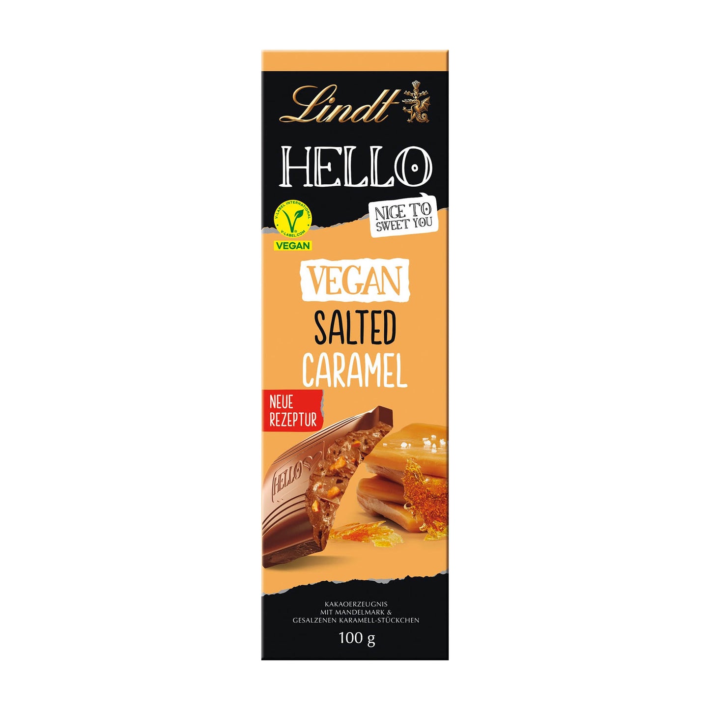 Lindt Hello Vegane Schokoriegel mit gesalzenem Caramel, 100 g