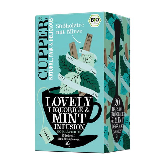 Cupper Lovely Liquorice & Mint Infusion herbal tea, 20 Count