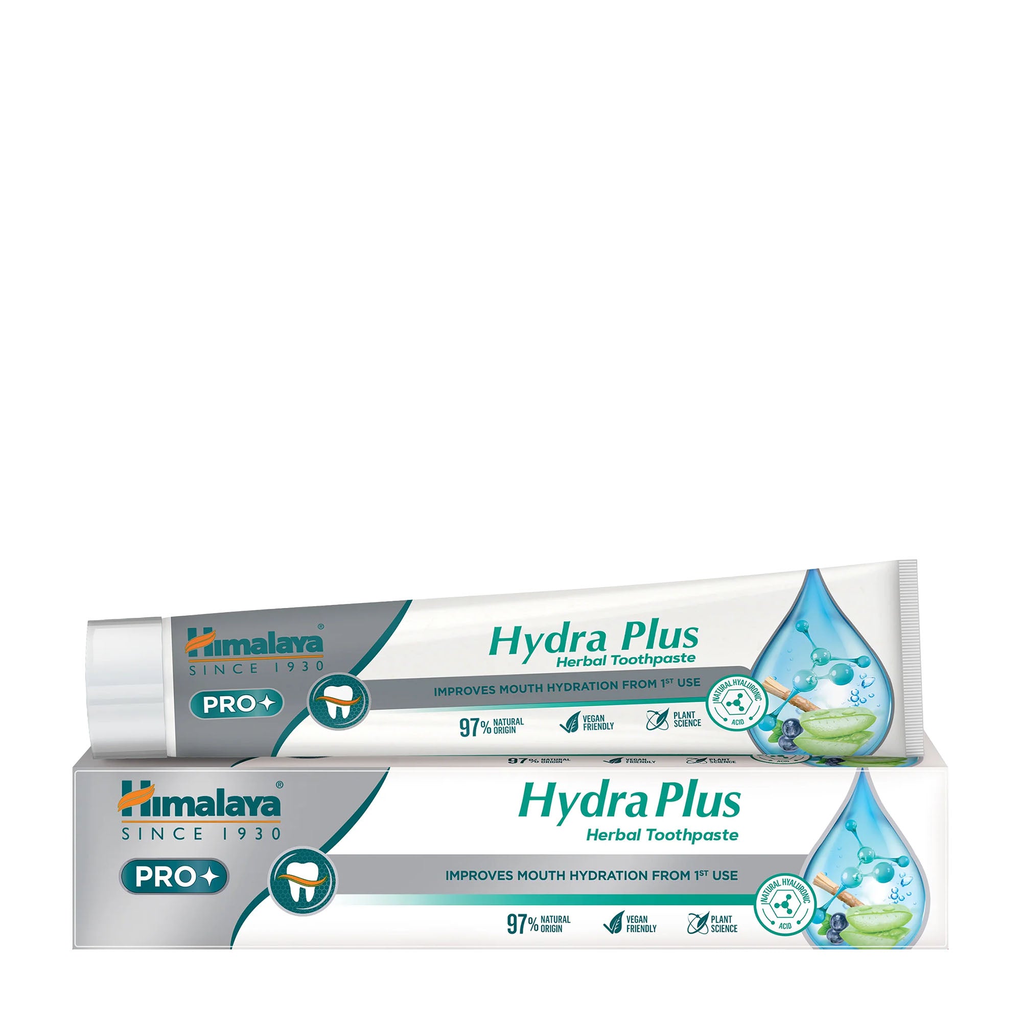 Himalaya Pro Hydra Plus Herbal Toothpaste tube and packaging on a white background