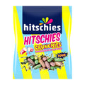 Packaging of hitschies Crunchies Sour chewy candy with colorful design and text.