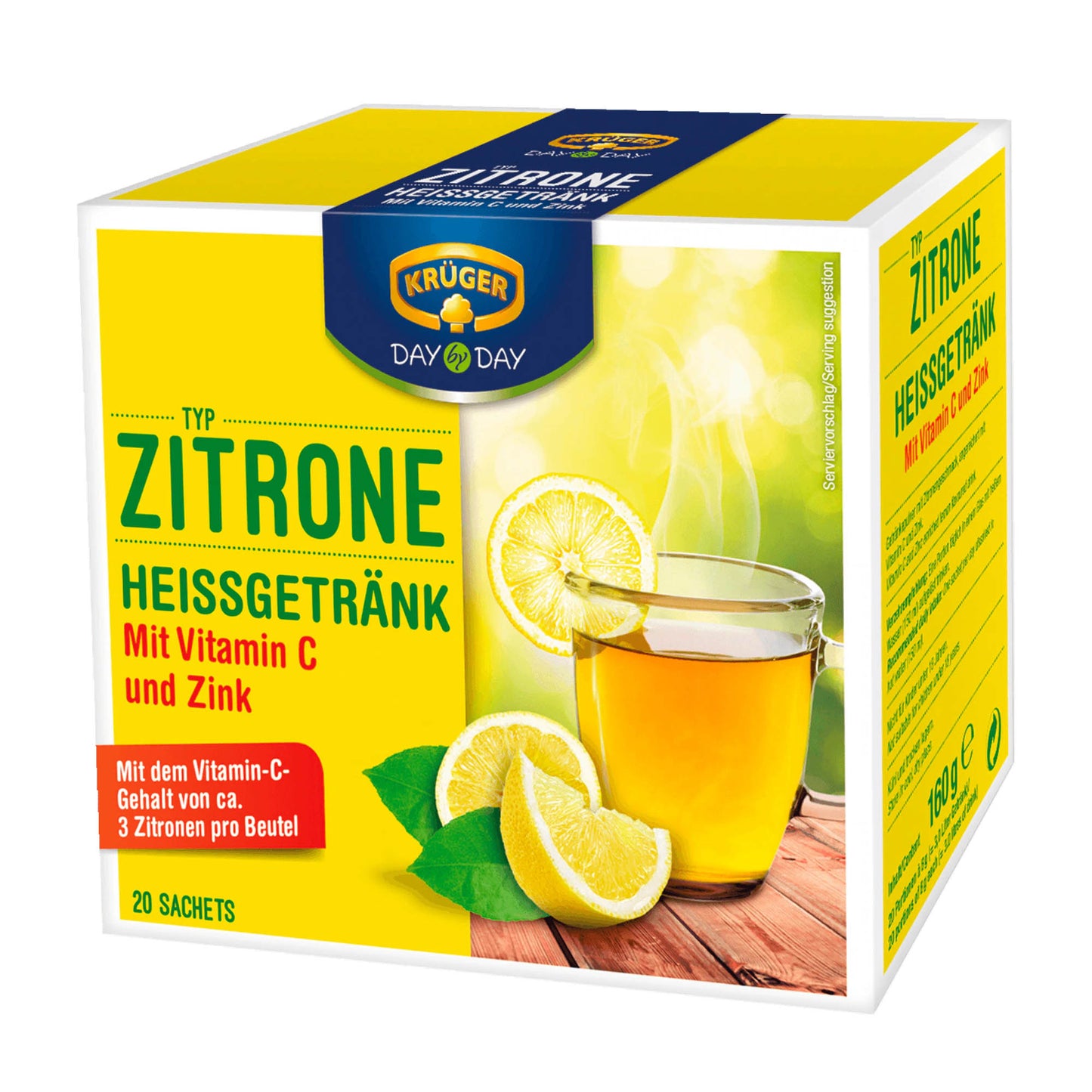 Krüger Lemon Vitamin C & Zink Heißgetränkepulver, 20 Stück