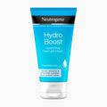 A tube of Neutrogena Hydro Boost Quenching Hand Gel Cream, featuring a bright blue and white design with a black band at the top, set against a plain light gray background.