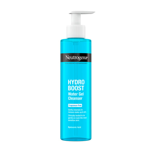 Neutrogena Hydro Boost Water Gel Cleanser Fragrance Free pump bottle on a white background