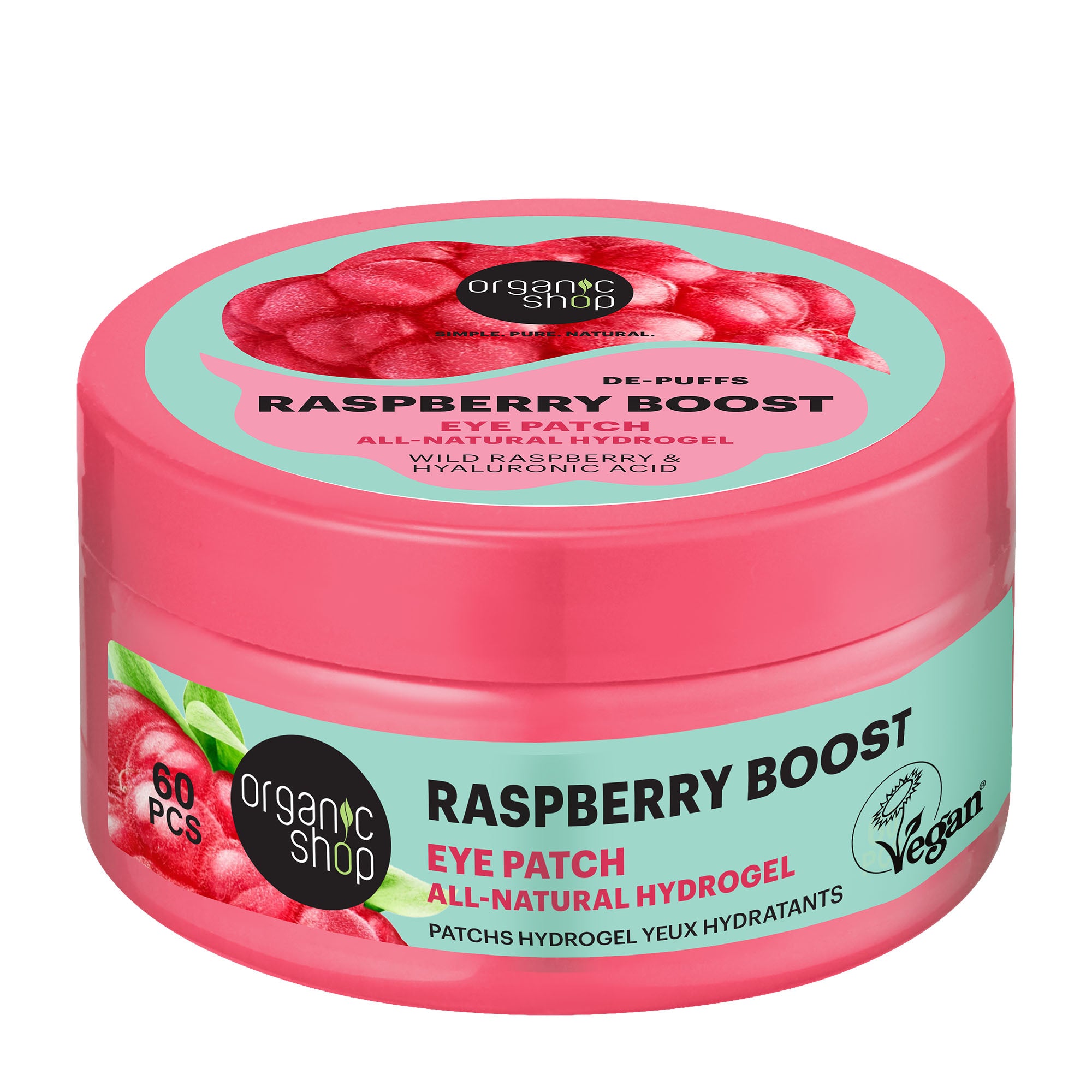 Organic Shop Patchs hydrogels pour les yeux RASPBERRY BOOST, 60 unités