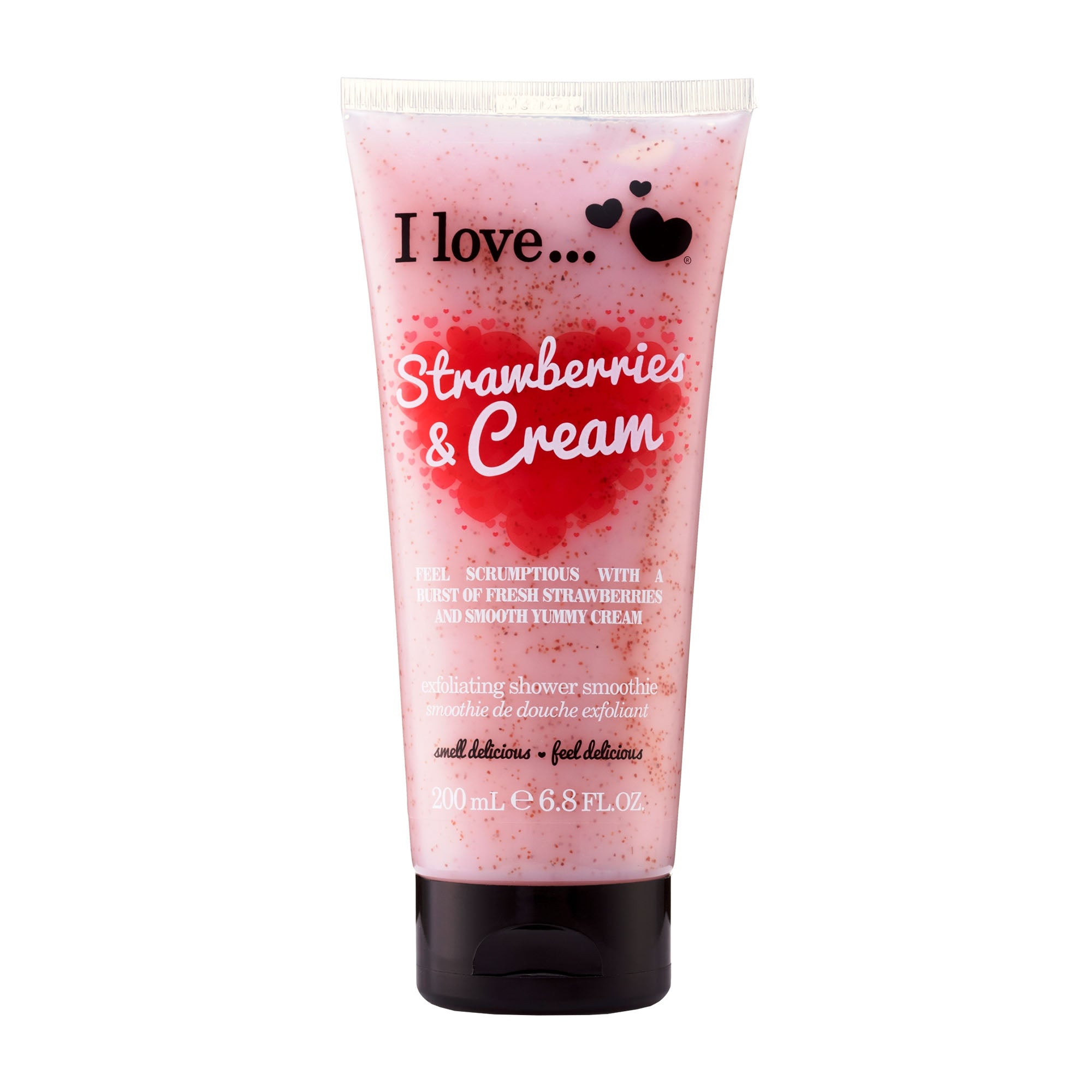 I LOVE Gel douche exfoliant Fraise et Crème, 200 ml