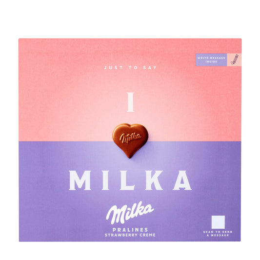 Milka I Love Milka Strawberry Cream Pralines, 110 g