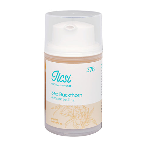 Pump bottle of Ilcsi Sea Buckthorn enzyme face peeling on a white background