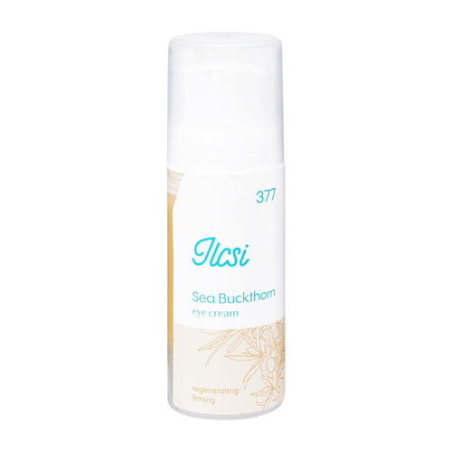 Eye Cream bottle labeled 'Ilcsi' with 'Sea Buckthorn' on a white background