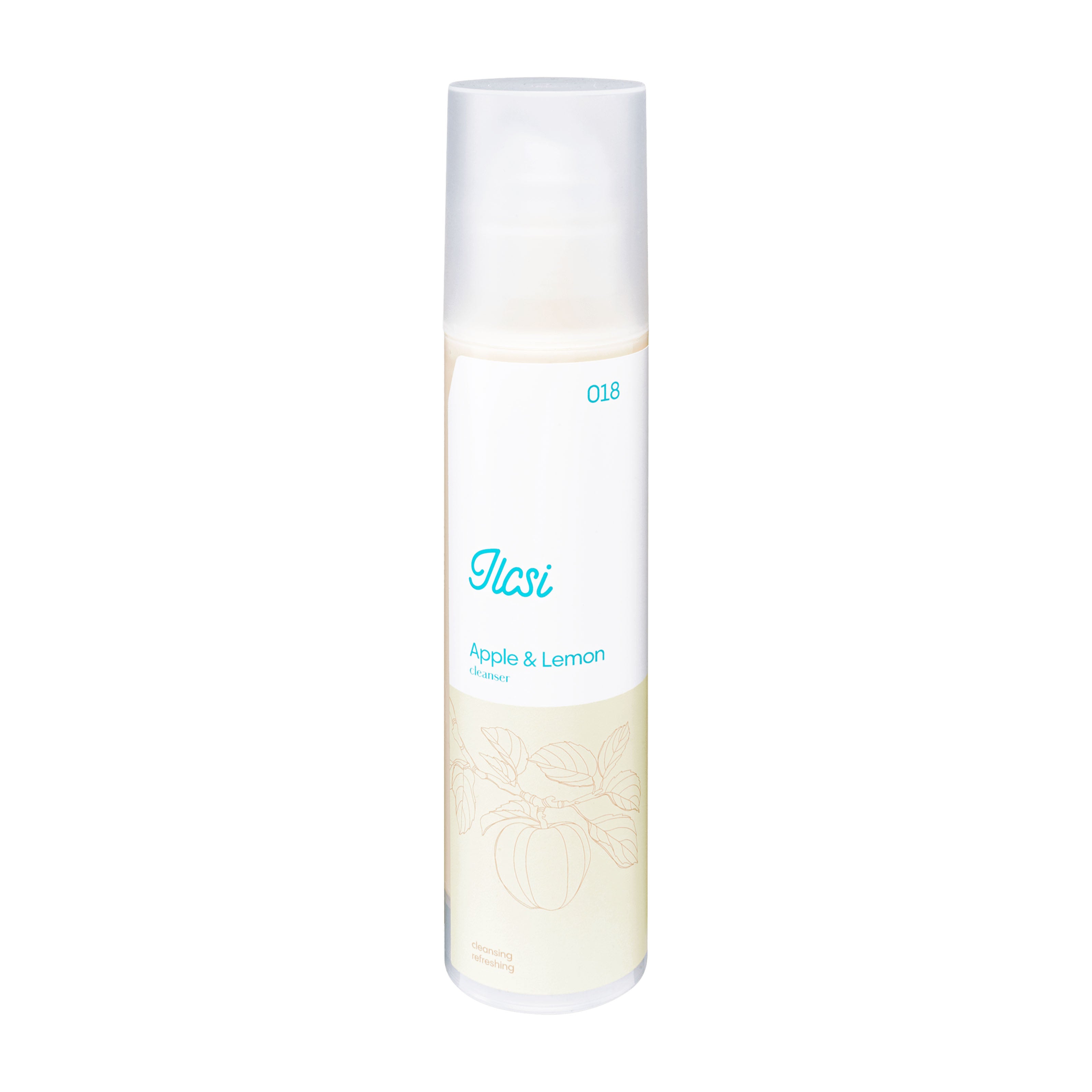 Apple and Lemon facial cleanser bottle labeled 'Ilcsi' on a white background
