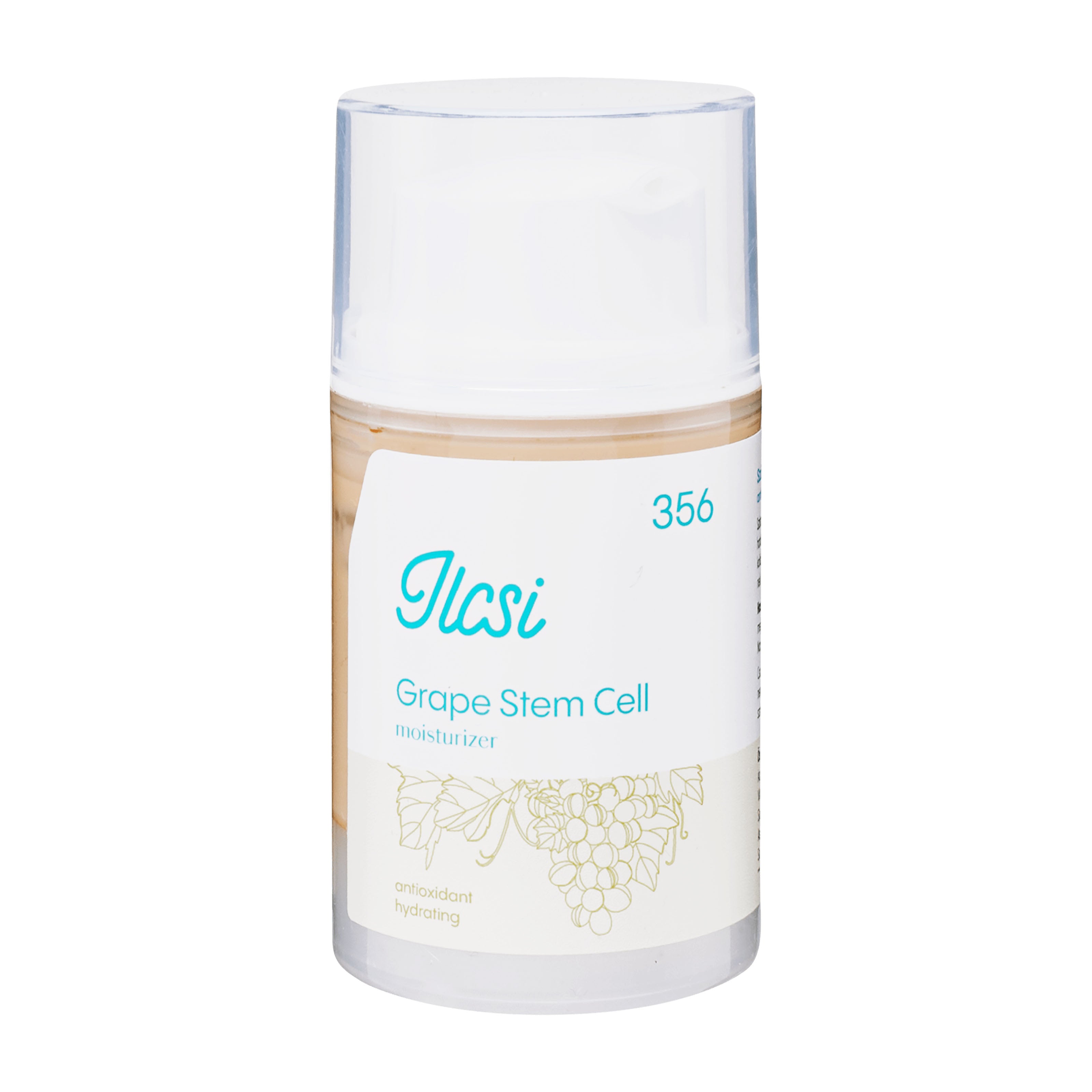 Moisturizer container with 'Ilcsi' branding and 'Grape Stem Cell' text on a white background