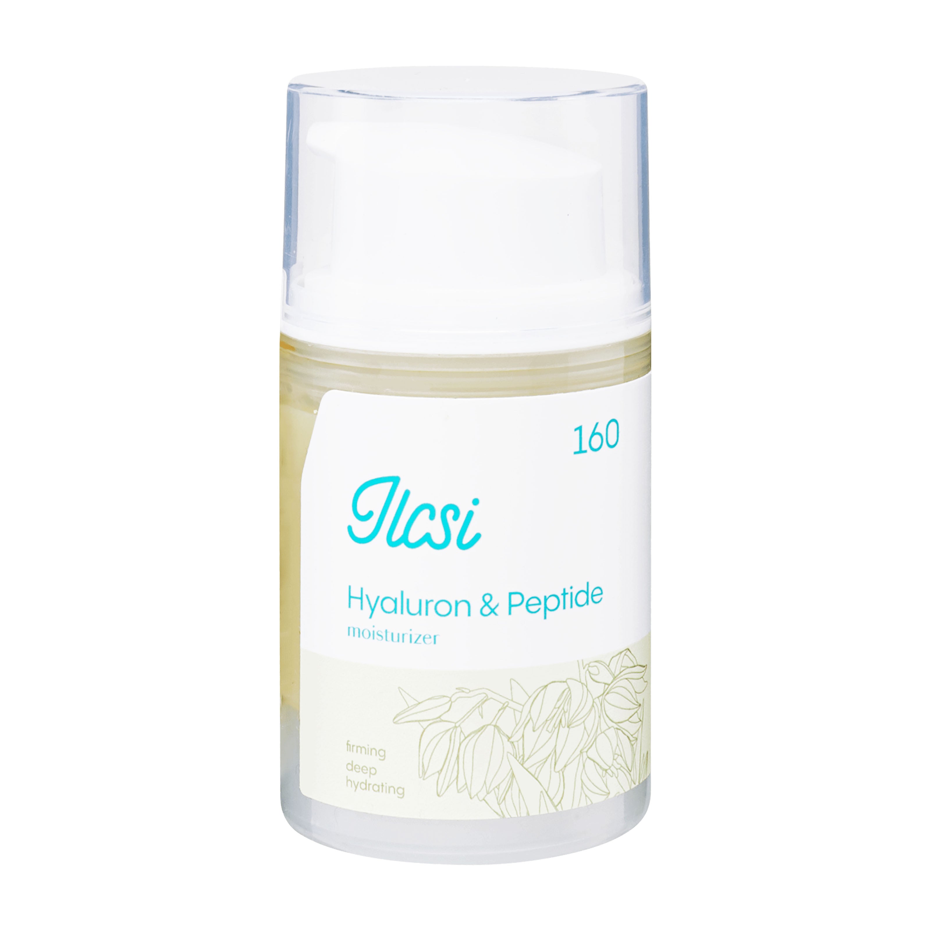 Ilcsi Hyaluron & Peptide moisturizer pump bottle on a white background.