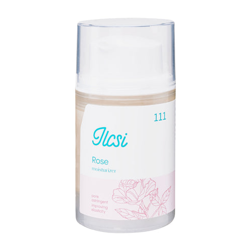 Ilcsi Rose moisturizer bottle on a white background