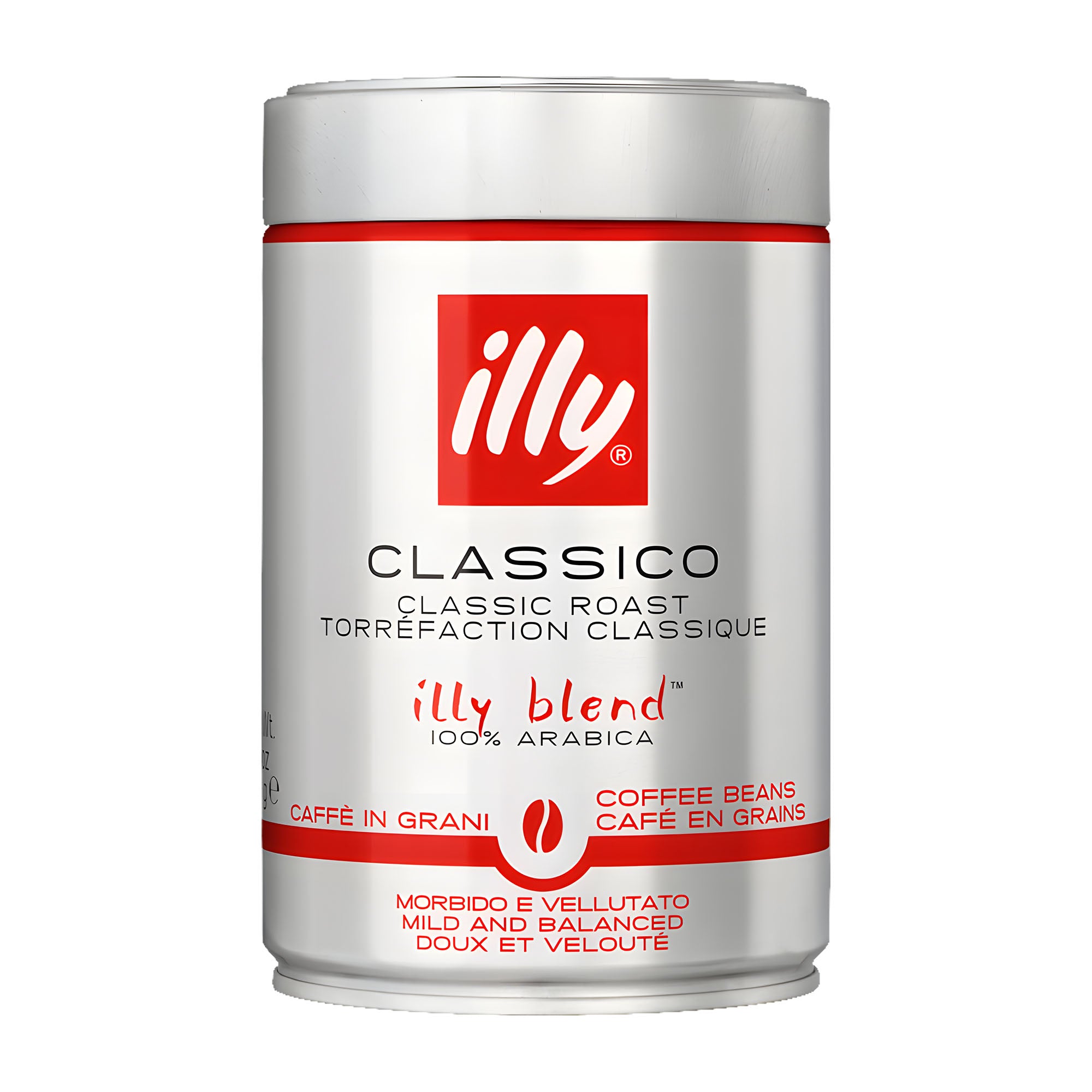 Illy Classico coffee can on a white background