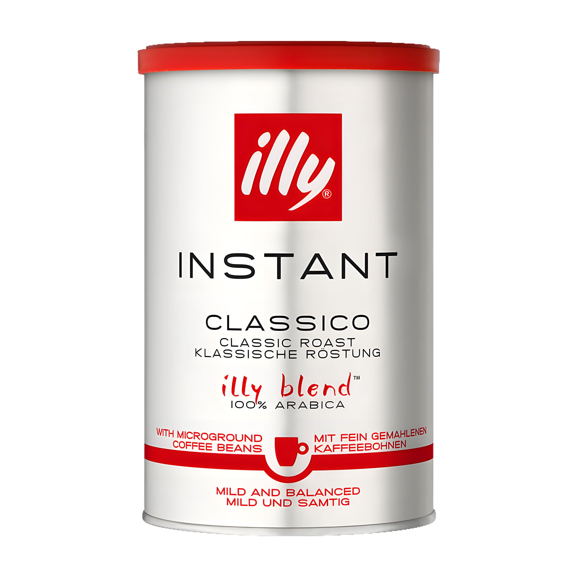 Illy Instant Classico coffee canister on a white background
