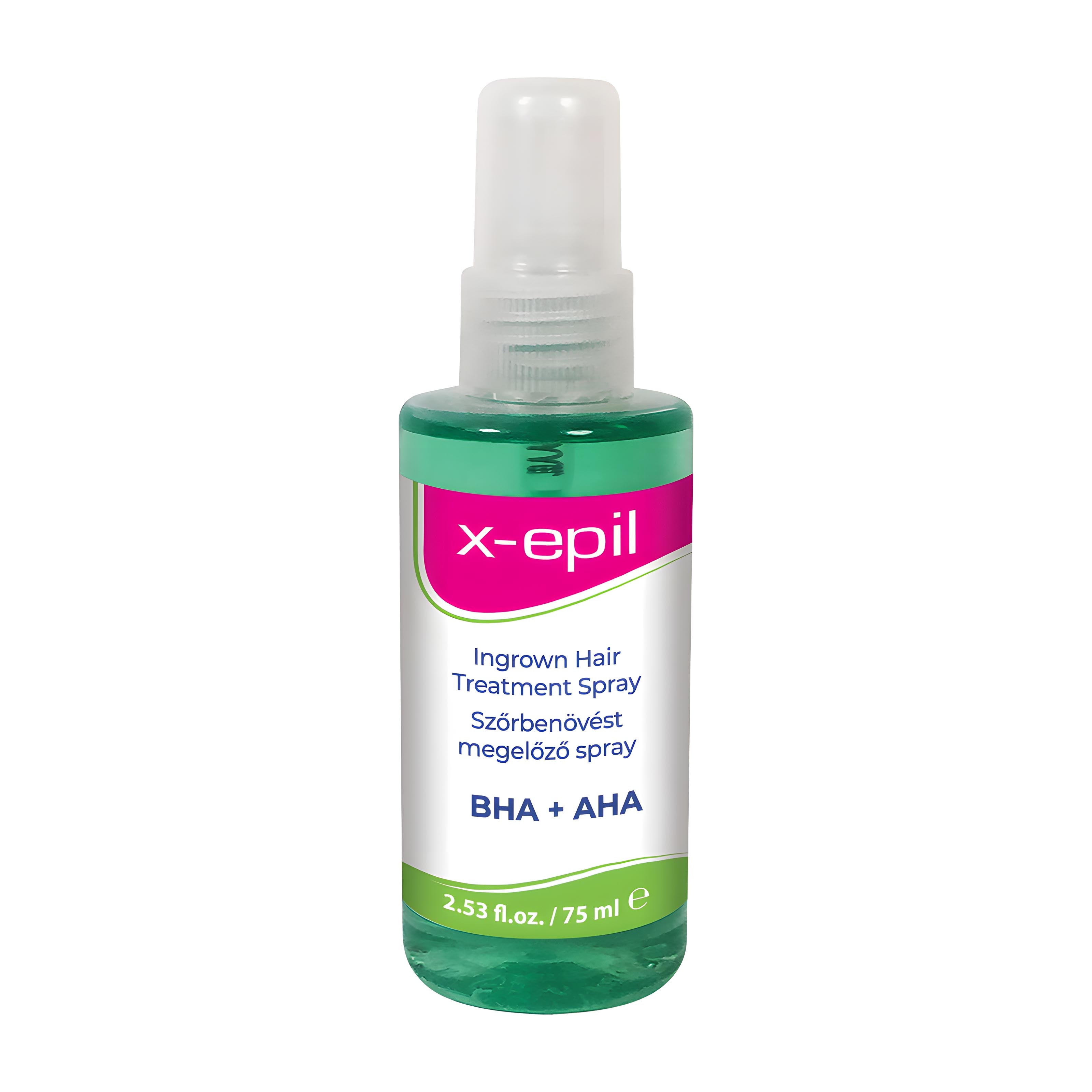 X-Epil ingrown hair treatment spray bottle on a white background