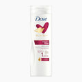 A white bottle of Dove Body Love Intensive Care body lotion, featuring a maroon and gold logo on a clean white background.