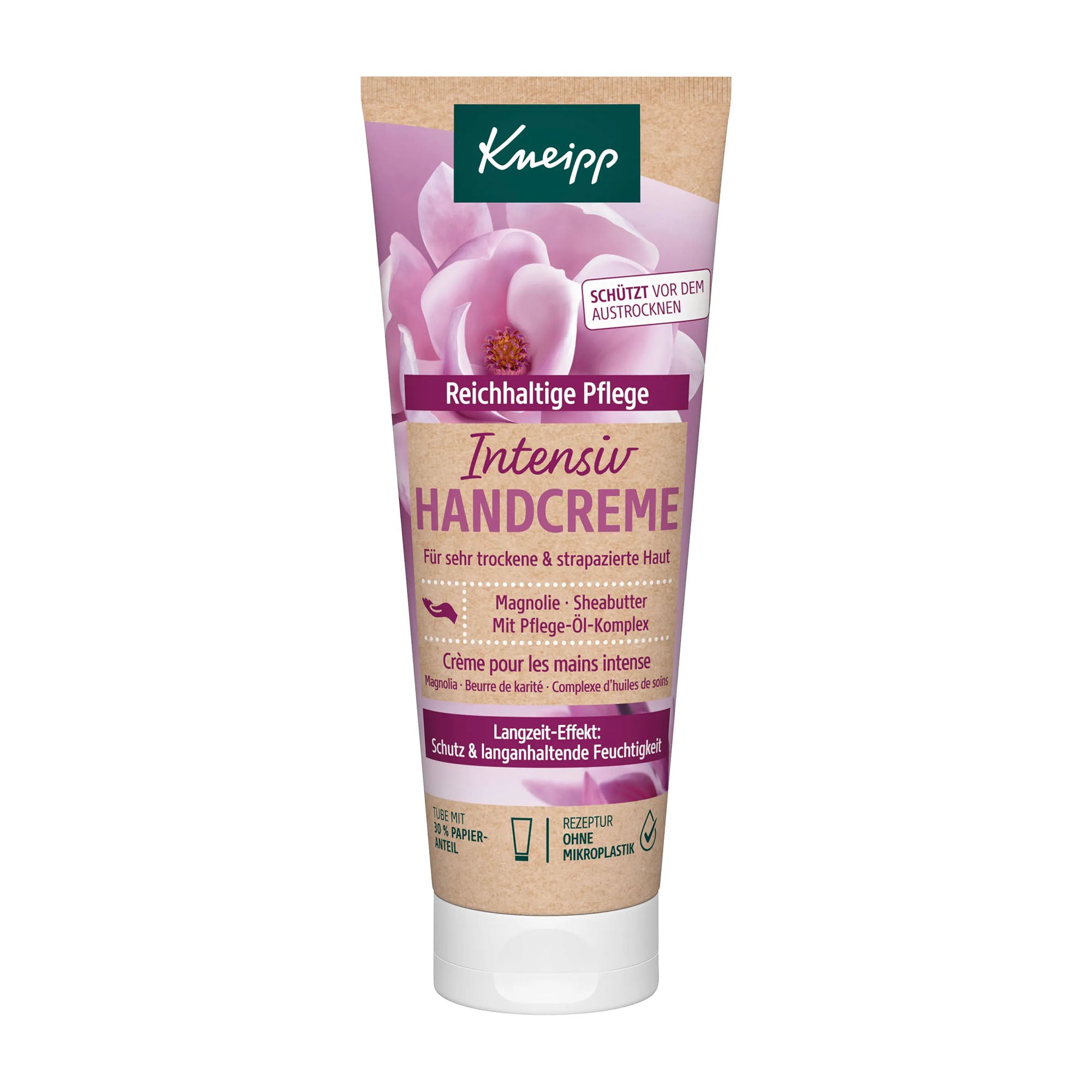 Kneipp Intensive hand cream tube on a white background
