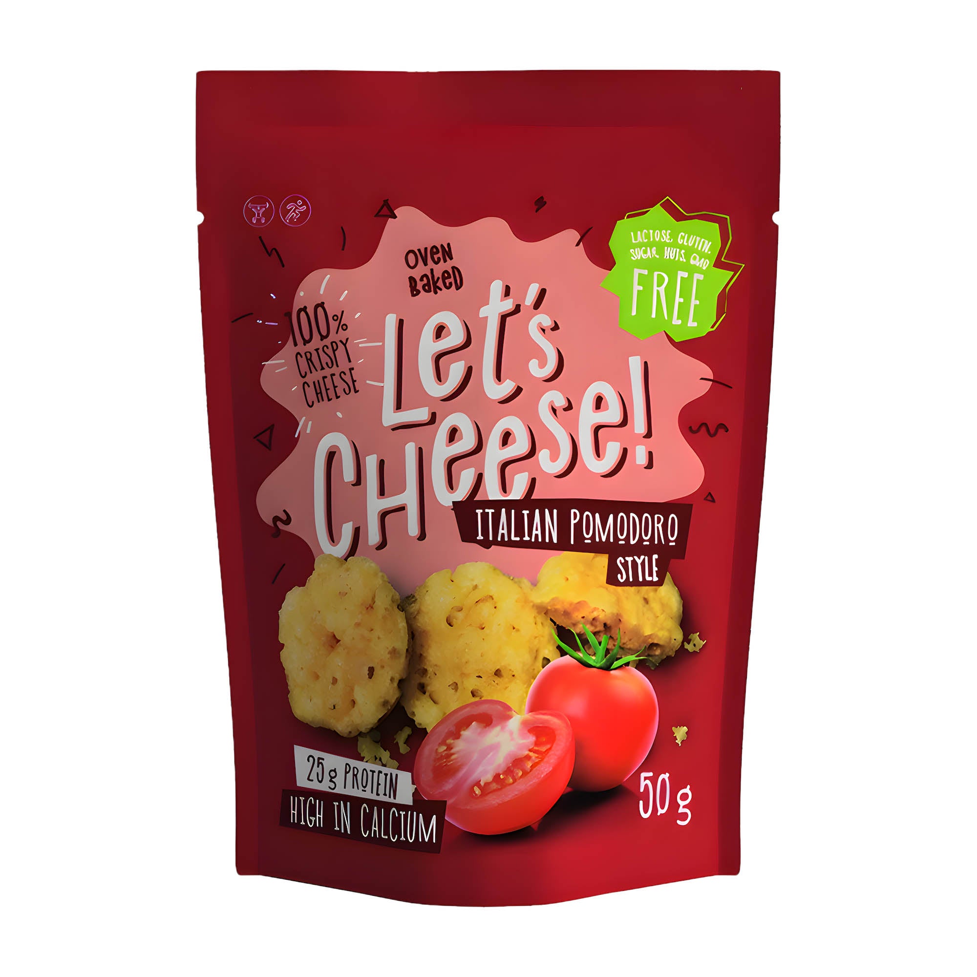 Let's Cheese Snack au fromage Italian Pomodoro sans lactose, 50 g