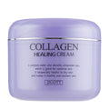 Purple jar of Jigott collagen healing cream on a white background