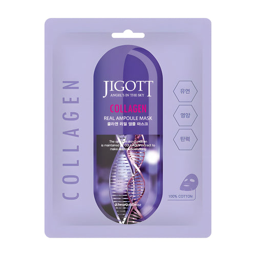 Jigott collagen real ampoule mask packaging on a white background