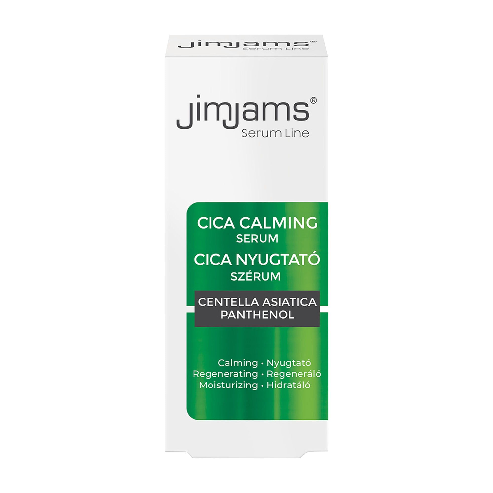 Box of JimJams Serum Line Cica Calming Serum on a white background