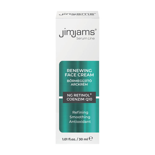 JimJams Serum Line Renewing Face Cream packaging on a white background