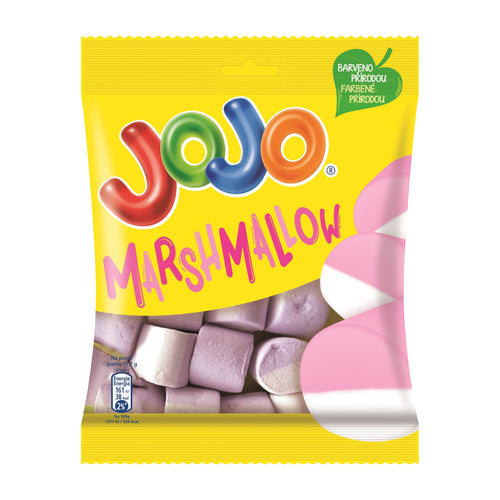 Packaging of JOJO Marshmallow with colorful design on a white background