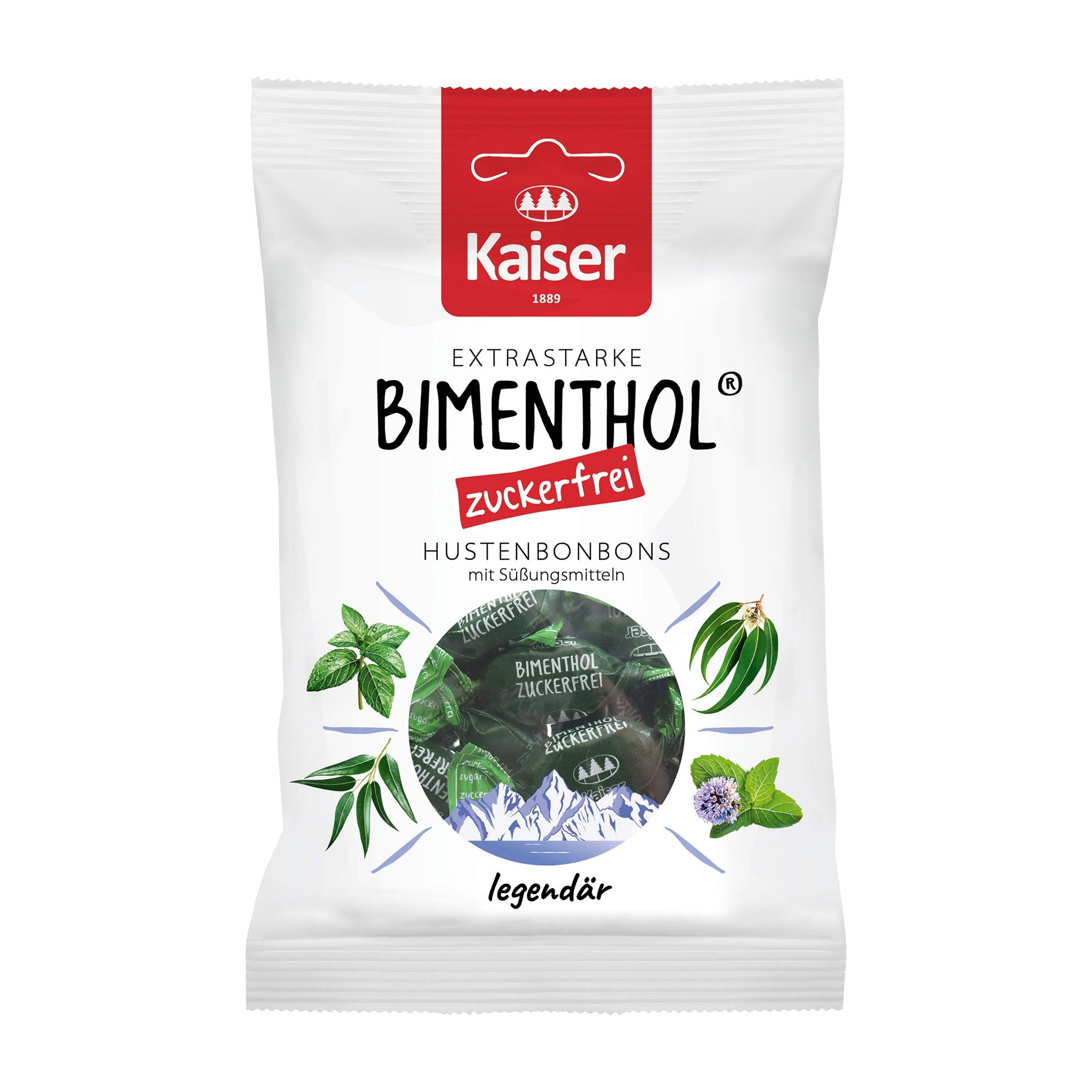 Kaiser Bimenthol candy package on a white background