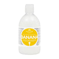 Kallos KJMN Banana Fortifying Shampoo bottle on a white background.
