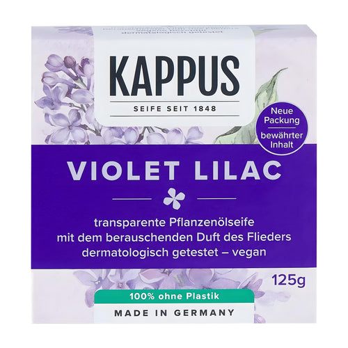 Kappus Violet Lilac soap packaging with floral design on a white background
