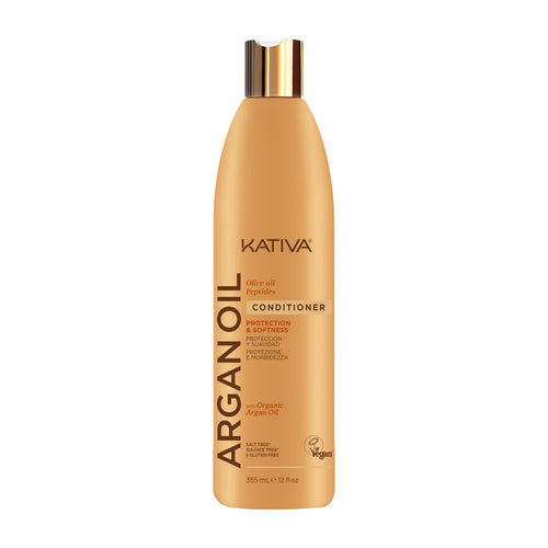 Kativa Argan Oil conditioner bottle on a white background.
