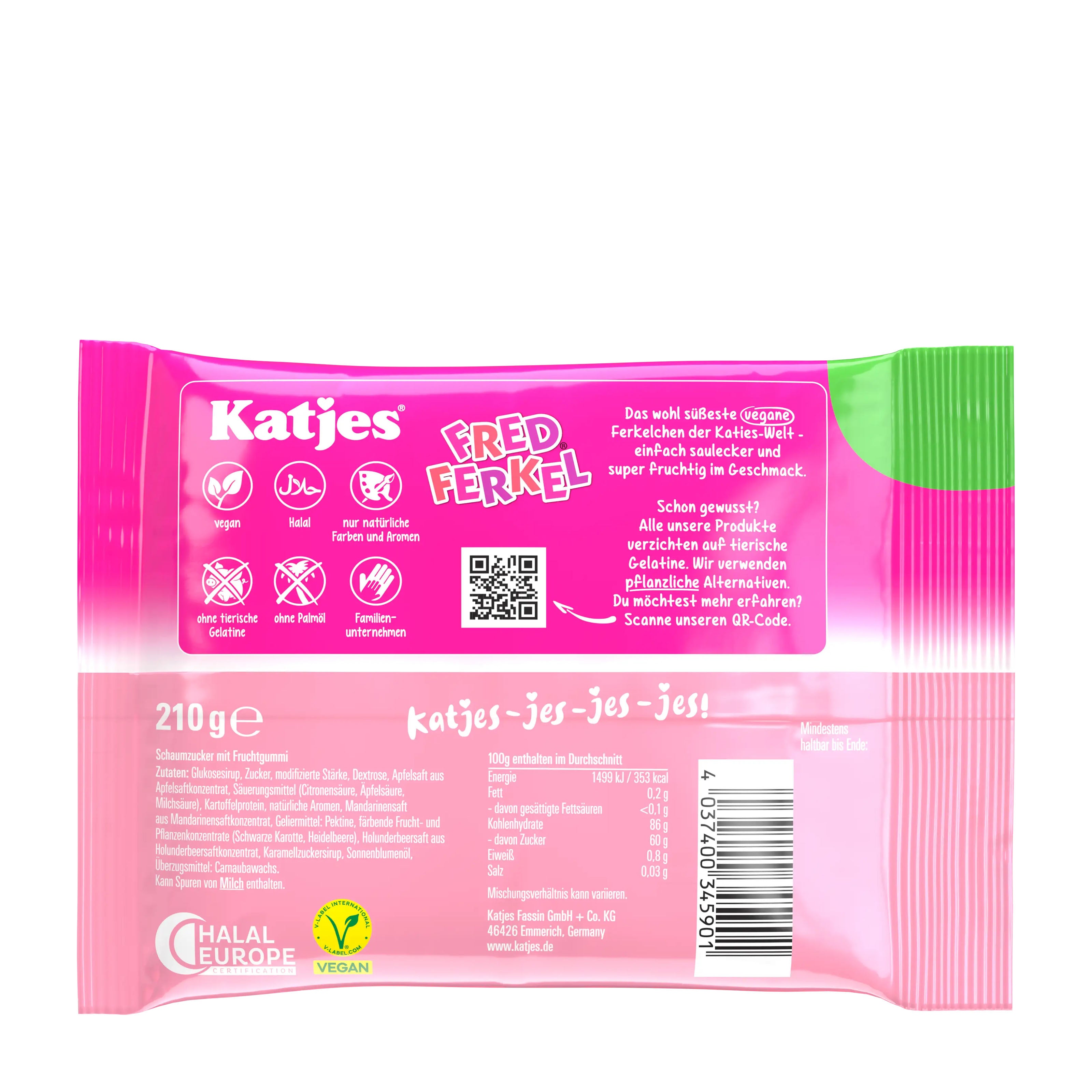 Katjes Bonbons gommeux Fred Ferkel, 210 g