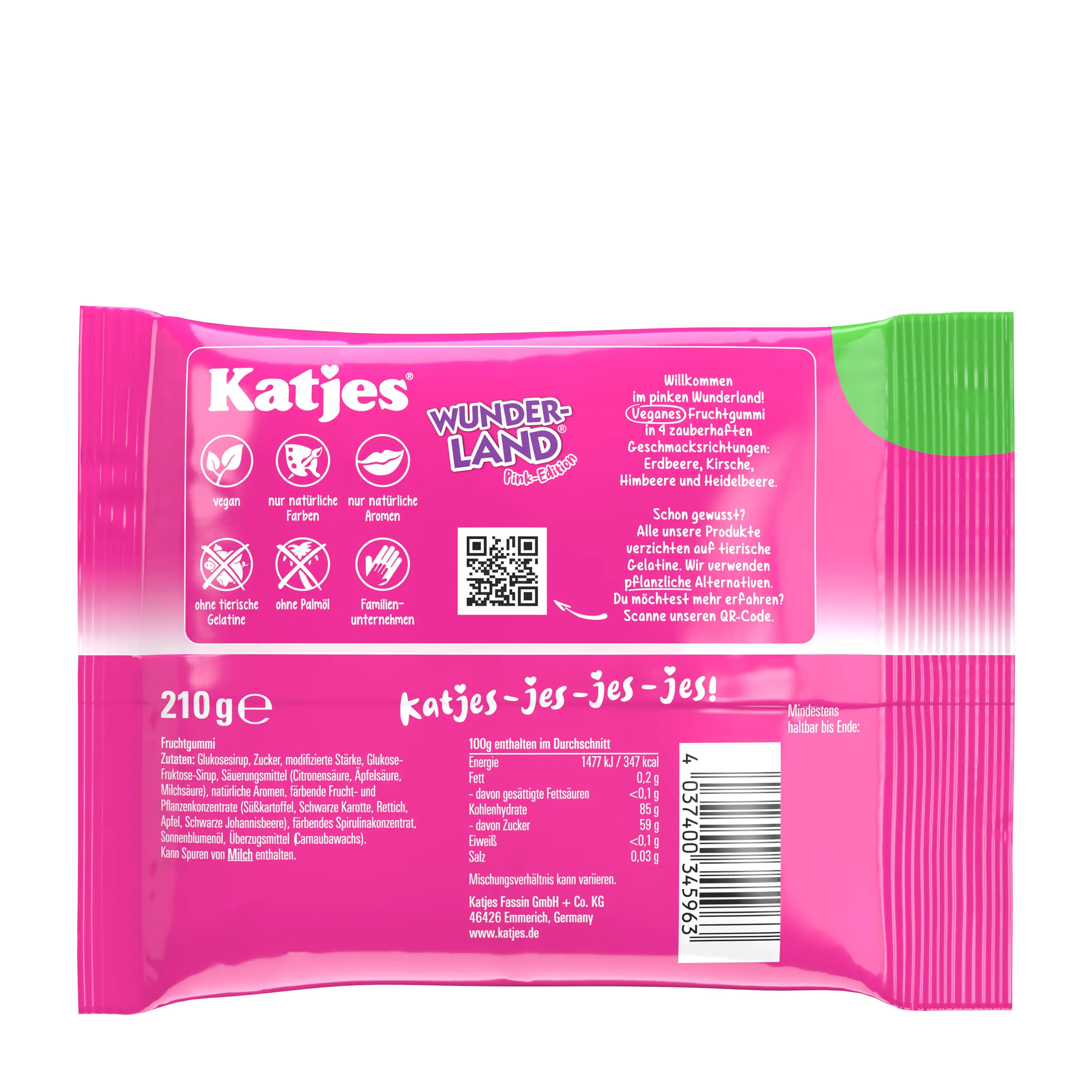 Katjes Bonbons gélifiés Wunderland Édition Pink, 210 g