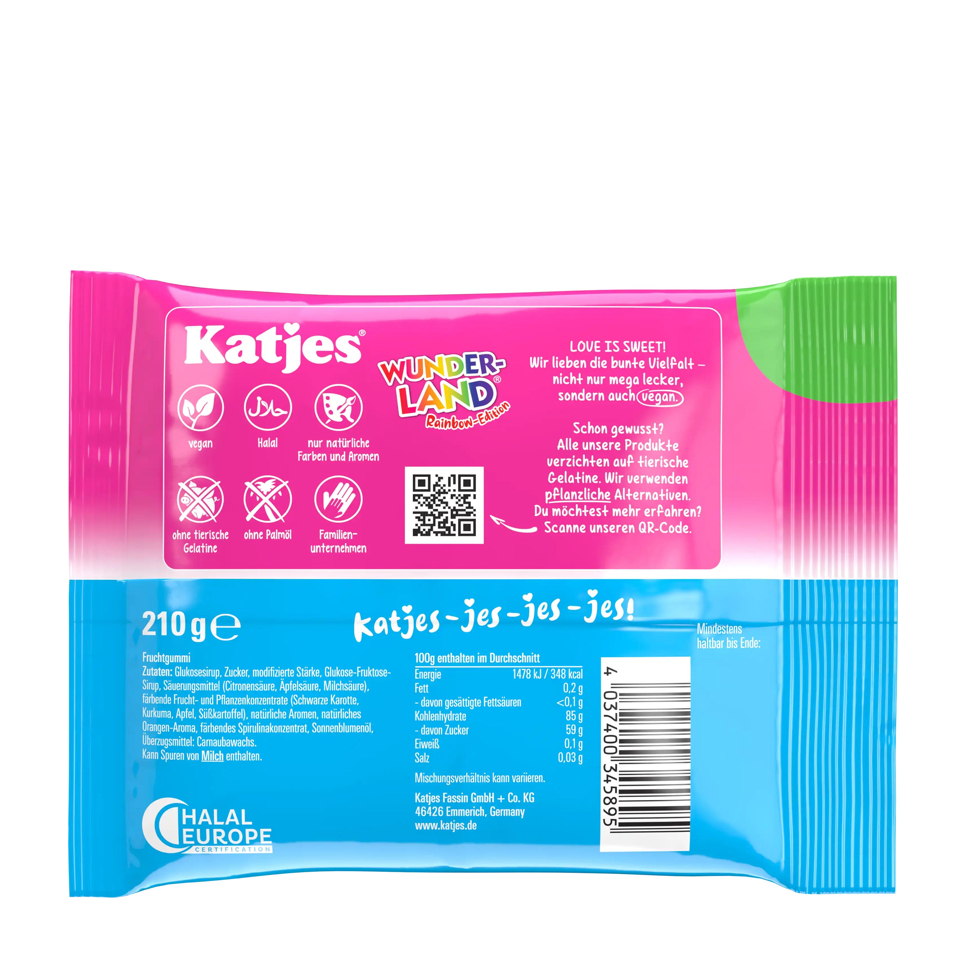 Katjes Bonbons gélifiés Wunderland Édition Arc-en-ciel, 210 g