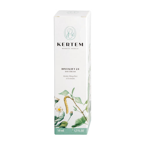 Kertem Instalift 24 Wrinkle-filling day cream box with botanical design on a white background