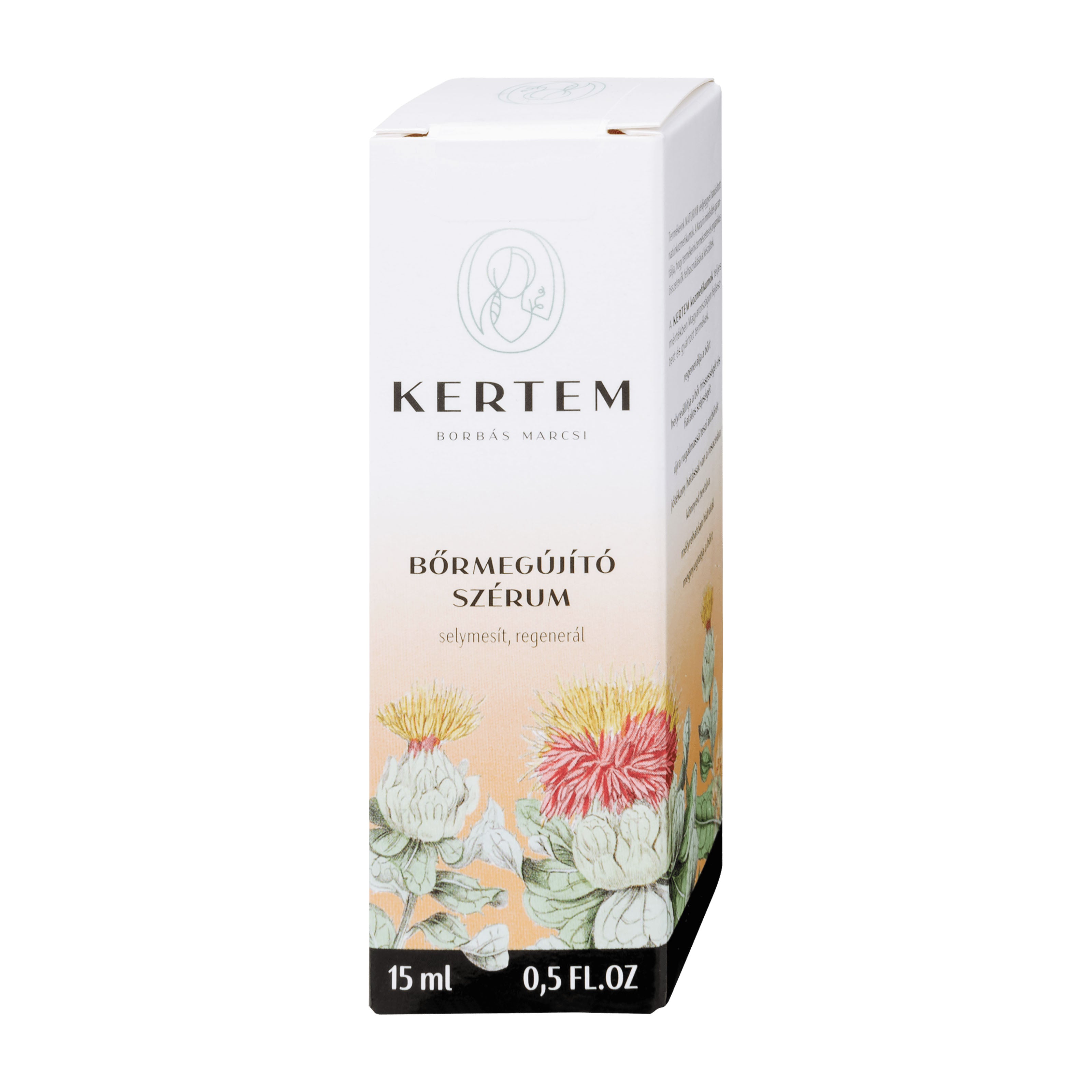 Kertem Skin Renewal face serum packaging with floral design on a white background