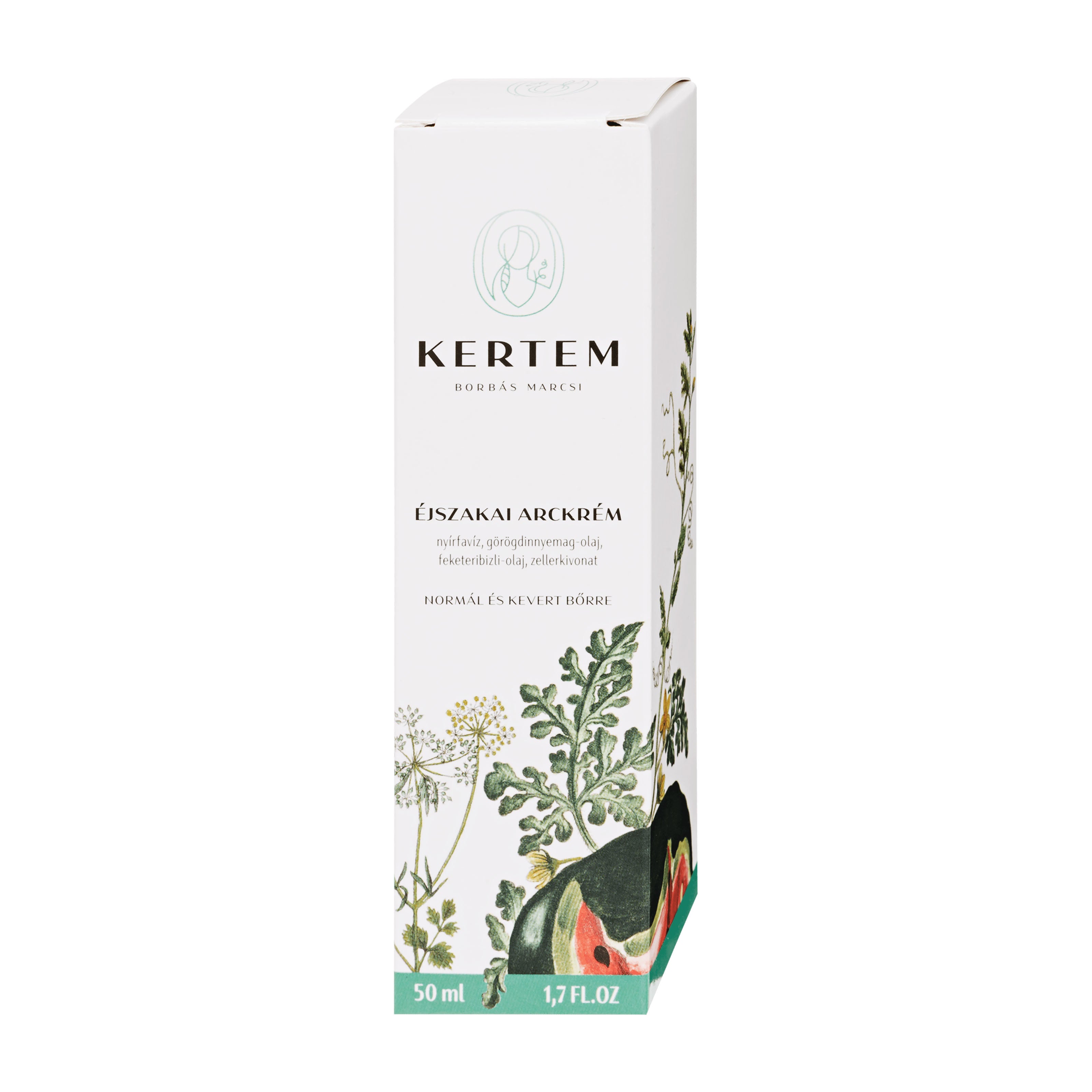 Kertem Night Cream for Normal to Combination Skin packaging on a white background