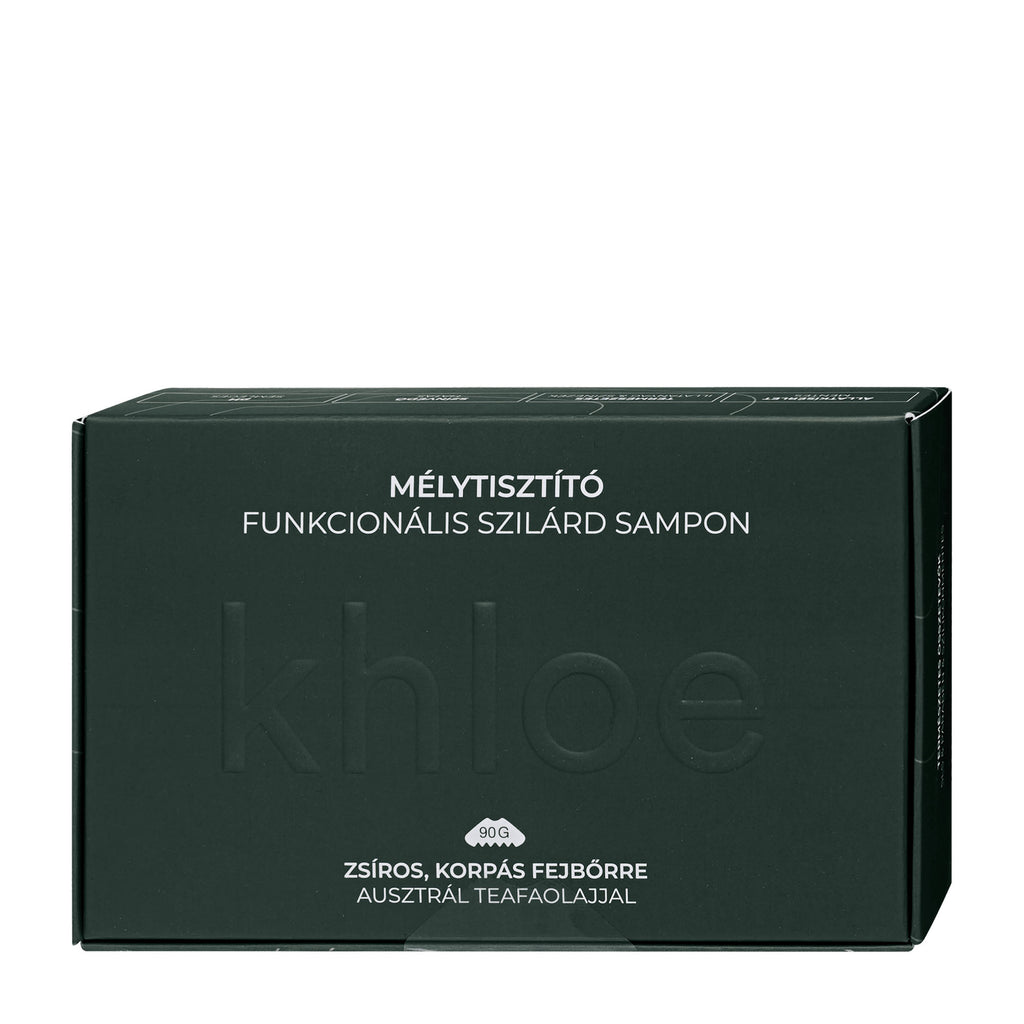 Khloe Deep Cleansing Functional Solid Shampoo packaging on a white background