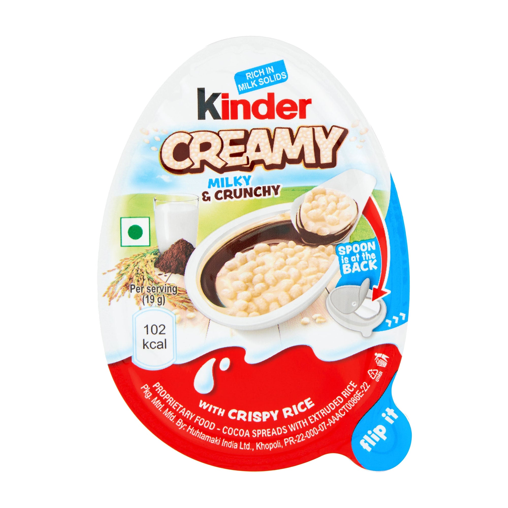 Kinder Creamy laiteux et croquant avec riz croustillant, 19 g