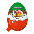 Kinder Joy chocolate egg with Minecraft branding on a white background