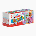 Kinder Surprise Mermaids chocolate box, featuring colorful cartoon characters and a red and white design on a light gray background.