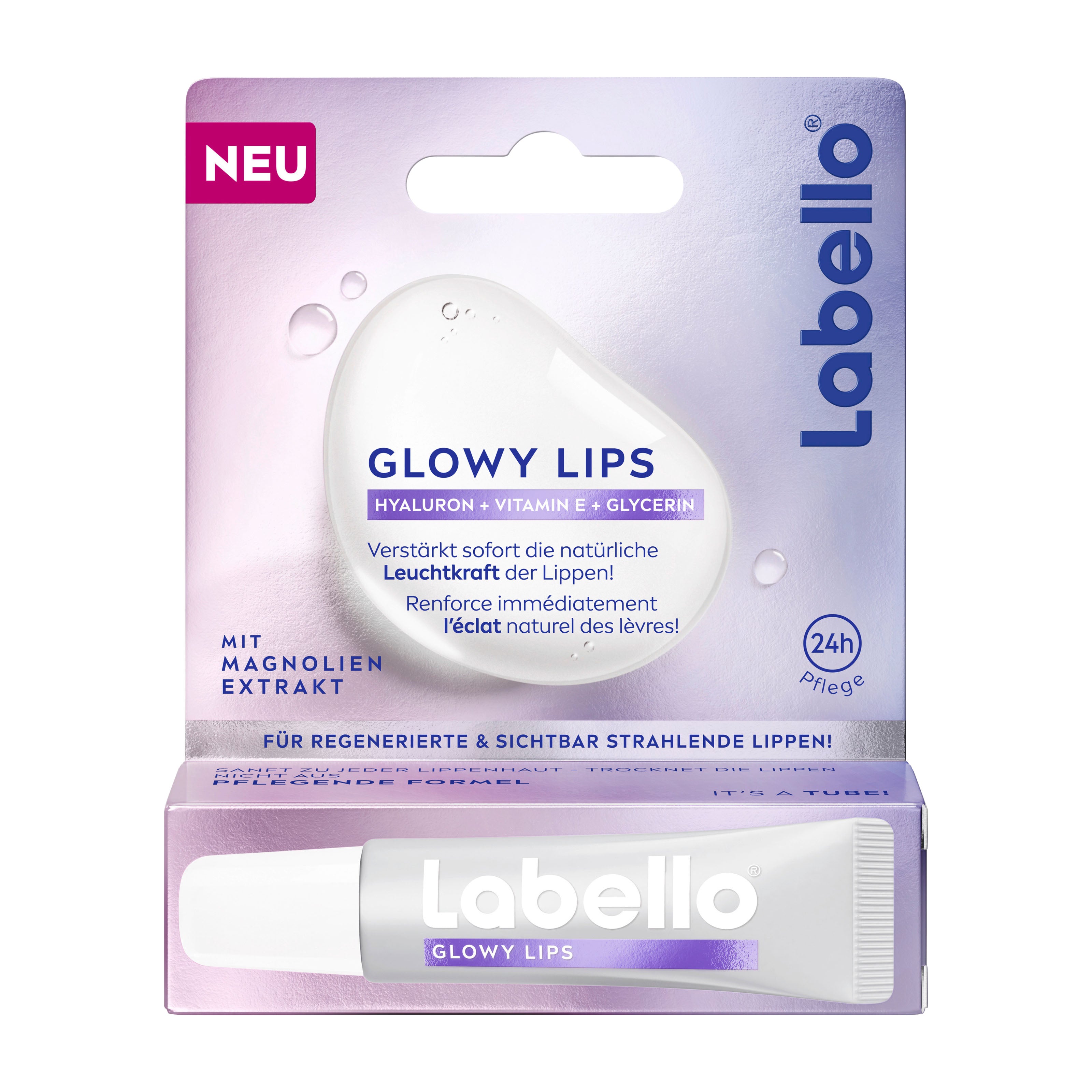 Labello Glowy Lips packaging on a white background